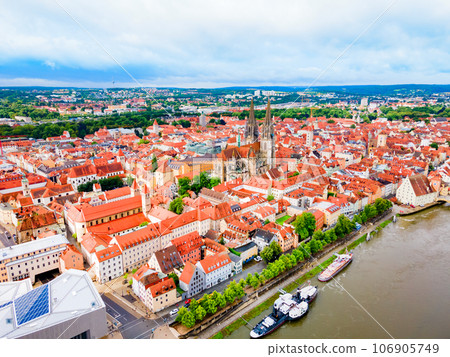 Regensburg city aerial panoramic view, Germany 106905749