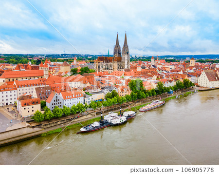 Regensburg city aerial panoramic view, Germany 106905778