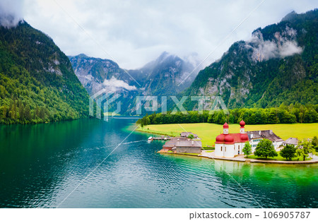 St. Bartholomew church at Konigssee Lake 106905787