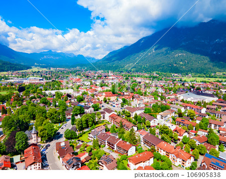 Garmisch-partenkirchen town aerial panoramic view, Germany 106905838