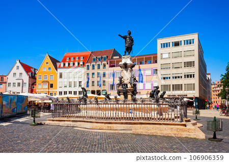 Augustus fountain, Augsburg town hall square Augustus fountain, Augsburg town hall square 106906359
