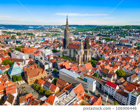 Ulm Minster Church aerial panoramic view, Germany 106906446