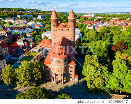 Pauluskirche aerial panoramic view in Ulm 106906447
