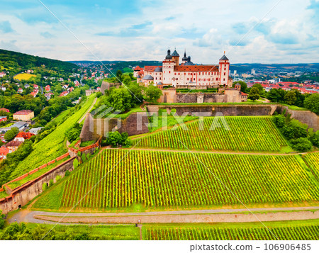 Marienberg Fortress aerial view in Wurzburg city 106906485