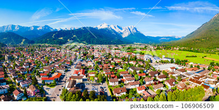 Garmisch-partenkirchen town aerial panoramic view, Germany 106906509