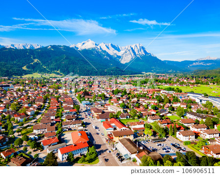 Garmisch-partenkirchen town aerial panoramic view, Germany 106906511
