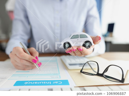 Client of insurance company takes out insurance for car Client of insurance company takes out insurance for car 106906887