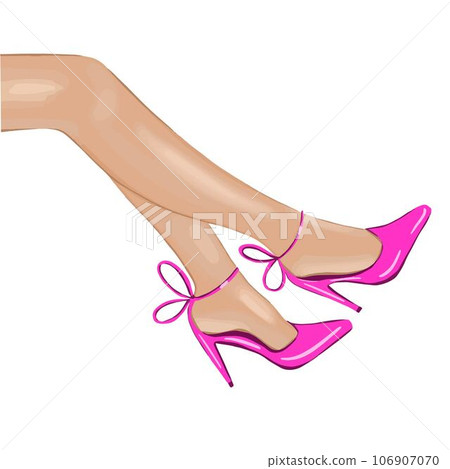 Girl in pink shoes. Fashion illustration. Vector design. Girl in pink shoes. Fashion illustration. Vector design. 106907070
