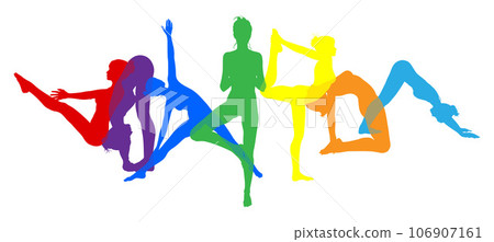 Yoga Pilates Poses Women Silhouettes Concept 106907161