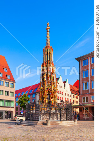 Schoener Brunnen fountain in Nuremberg, Germany Schoener Brunnen fountain in Nuremberg, Germany 106907569