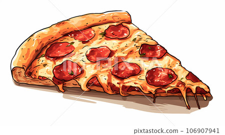 手绘卡通美味披萨插画 手绘卡通美味披萨插画 106907941