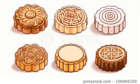 Hand drawn cartoon delicious mooncake illustration Hand drawn cartoon delicious mooncake illustration 106908109