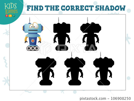 Find the correct shadow for cute cartoon robot educational preschool kids mini game Find the correct shadow for cute cartoon robot educational preschool kids mini game 106908250