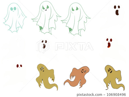 Halloween material Ghost MixVol.03 [Canva/AI illustration] 106908496