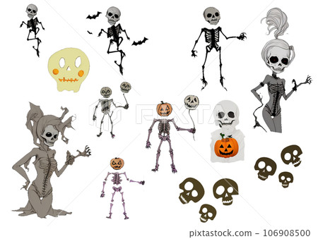Halloween material skeleton MixVol.01 [Canva/AI illustration] 106908500