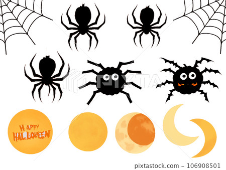 Halloween material Spider Moon MixVol.01 [Canva/AI illustration] 106908501