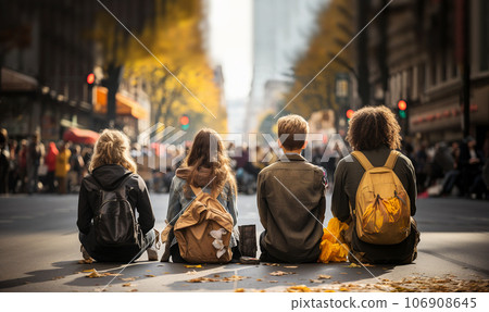 environmentalists demonstrating sitting on the road against automobile industry gas,pollution. Blocking the road for cars Global Climate Activist 106908645