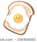 Egg is on toast with a smiley face for illustration , design , decoration 106908865