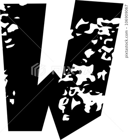 Display alphabet grunge corner paper cut font letter W Display alphabet grunge corner paper cut font letter W 106909067