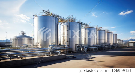 Large storage tanks and pipes for the production of biofuel. 106909131