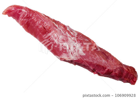 Top view of whole tenderloin pork fillet 106909928