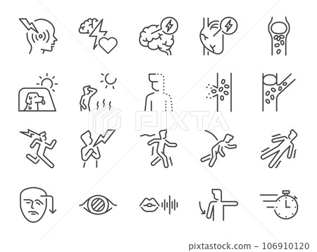 Stroke icon set. It included blood vessel, heart attack, illness, medical, and more icons. Editable Vector Stroke. Stroke icon set. It included blood vessel, heart attack, illness, medical, and more icons. Editable Vector Stroke. 106910120