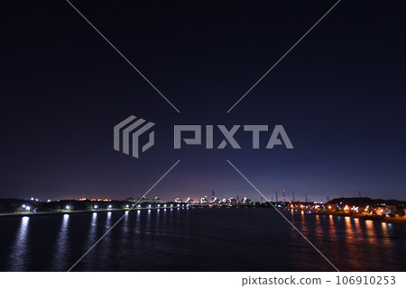 Landscape with LNG tank after sunset Landscape with LNG tank after sunset 106910253
