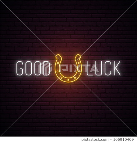 Neon horseshoe sign. Neon horseshoe sign. 106910409