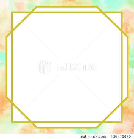 彩色水彩背景上的金框 彩色水彩背景上的金框 106910420