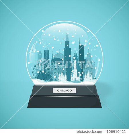 Chicago City skyline snow globe. 106910421
