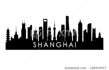 Shanghai skyline silhouette. 106910457