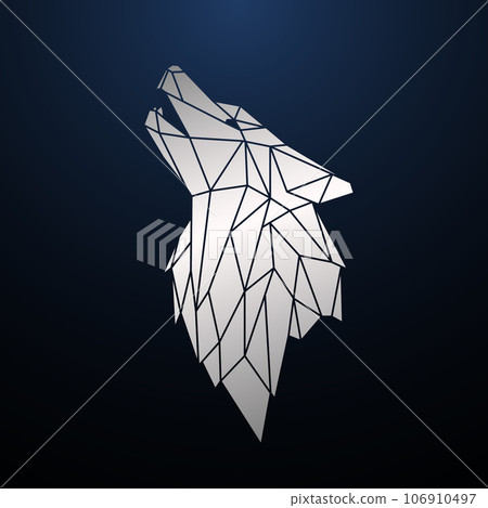 Silver Low Poly Wolf Head. Silver Low Poly Wolf Head. 106910497