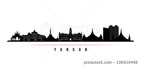 Yangon skyline horizontal banner. Yangon skyline horizontal banner. 106910498