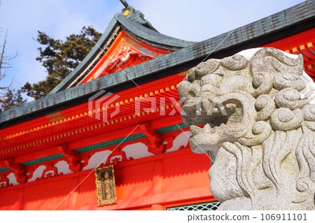 赤城神社, 參拜大廳, Komainu, 群馬縣, 赤城山, 大原赤城神社, 冬天 赤城神社, 參拜大廳, Komainu, 群馬縣, 赤城山, 大原赤城神社, 冬天 106911101