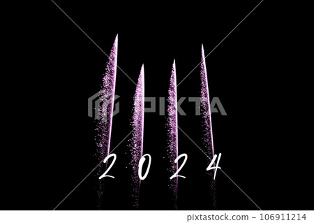 Happy new year 2024 pink fireworks rockets new years eve. Luxury firework event sky show turn of the year celebration. Holidays season party time. Premium entertainment nightlife background. Happy new year 2024 pink fireworks rockets new years eve. Luxury firework event sky show turn of the year celebration. Holidays season party time. Premium entertainment nightlife background. 106911214