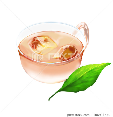 Ice cafe au lait and leaves 106911440