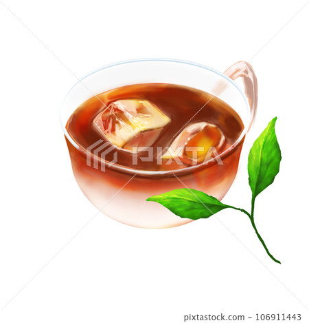 Ice cafe au lait and leaves Ice cafe au lait and leaves 106911443