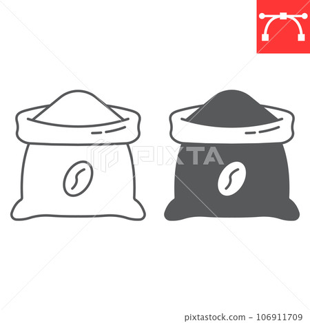 Coffee sack line and glyph icon, arabica and beans, coffee bag vector icon, vector graphics, editable stroke outline sign, eps 10. Coffee sack line and glyph icon, arabica and beans, coffee bag vector icon, vector graphics, editable stroke outline sign, eps 10. 106911709