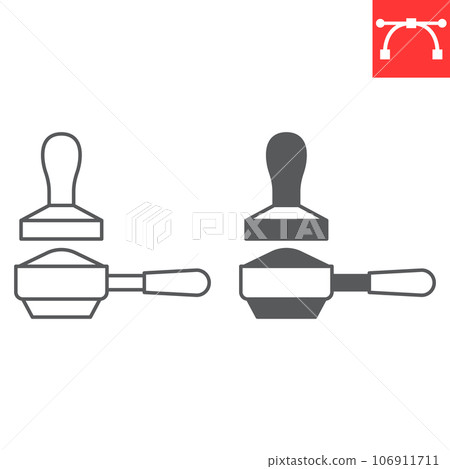 Portafilter line and glyph icon, barista and equipment, coffee holder vector icon, vector graphics, editable stroke outline sign, eps 10. Portafilter line and glyph icon, barista and equipment, coffee holder vector icon, vector graphics, editable stroke outline sign, eps 10. 106911711