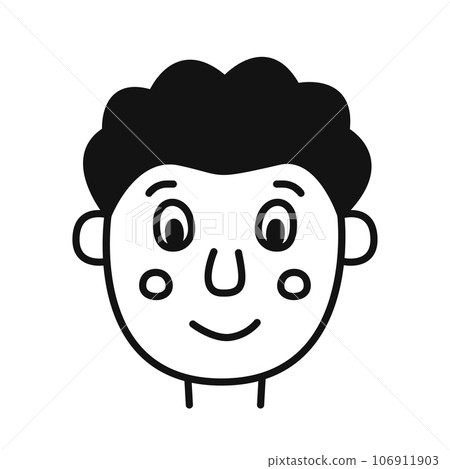 Doodle portrait young man. Hand drawn person avatar. Vector illustration isolated on white background. Doodle portrait young man. Hand drawn person avatar. Vector illustration isolated on white background. 106911903