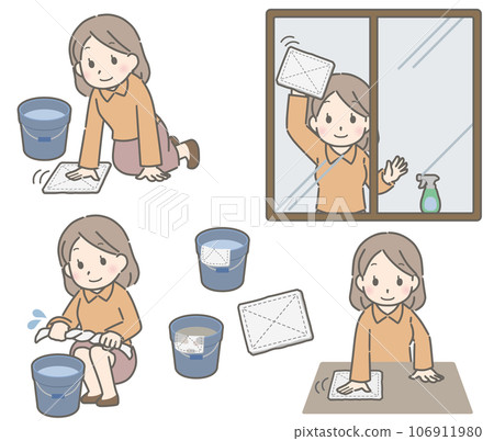 Young woman wiping (plain clothes) 106911980