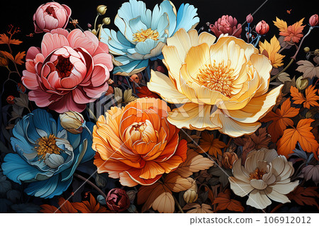 Gorgeous flowers that look like paper craft Generative ai 106912012