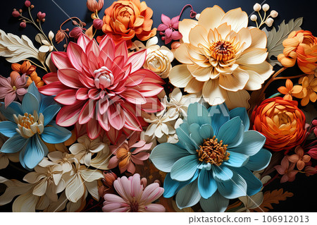 Gorgeous flowers that look like paper craft Generative ai 106912013