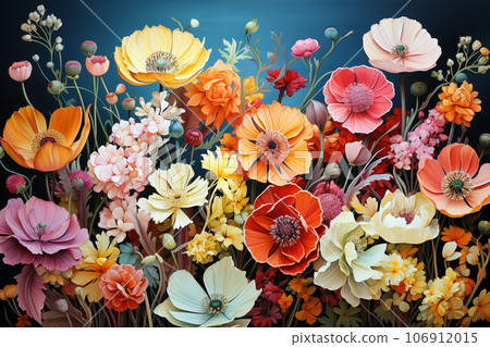 Gorgeous flowers that look like paper craft Generative ai 106912015