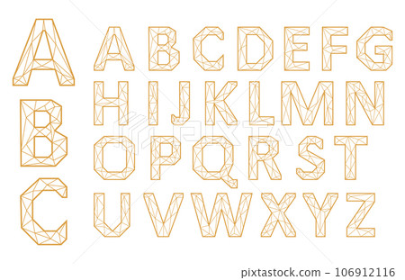 Vector Alphabet Set. Gold letters on a white background. Vector Alphabet Set. Gold letters on a white background. 106912116