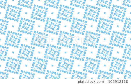 Flower geometric pattern. Seamless vector background. Blue and white ornament Flower geometric pattern. Seamless vector background. Blue and white ornament 106912118