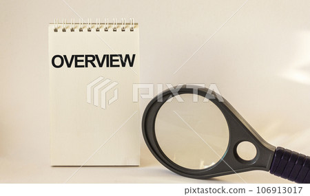 Review, the text is written on the calendar, near a magnifying glass on a white background. Review, the text is written on the calendar, near a magnifying glass on a white background. 106913017