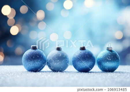 Christmas decorations blue balls on snow holiday card template Christmas decorations blue balls on snow holiday card template 106913485
