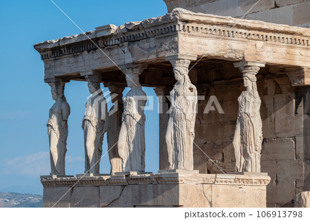 Caryatid porch of the Erechtheion temple in Acropolis of Athens Greece Caryatid porch of the Erechtheion temple in Acropolis of Athens Greece 106913798