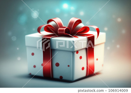 White gift box with red ribbon Generative AI 106914009